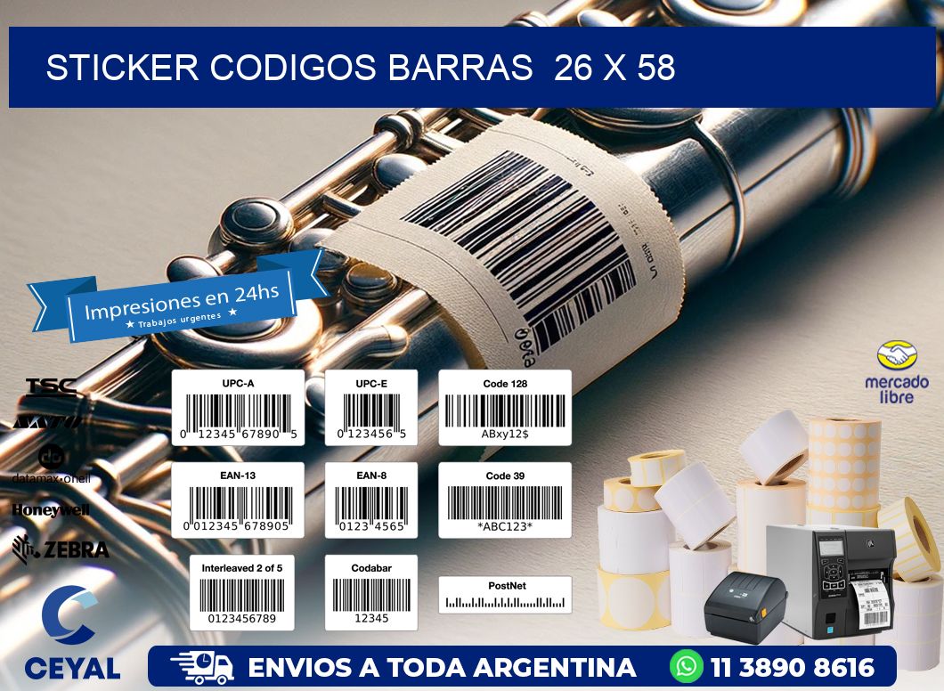 STICKER CODIGOS BARRAS  26 x 58