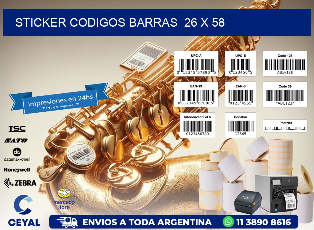 STICKER CODIGOS BARRAS  26 x 58