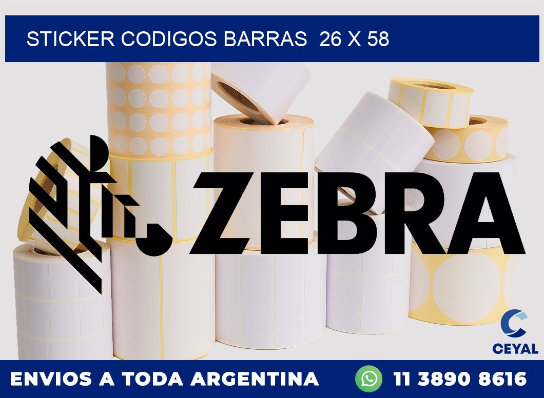 STICKER CODIGOS BARRAS  26 x 58