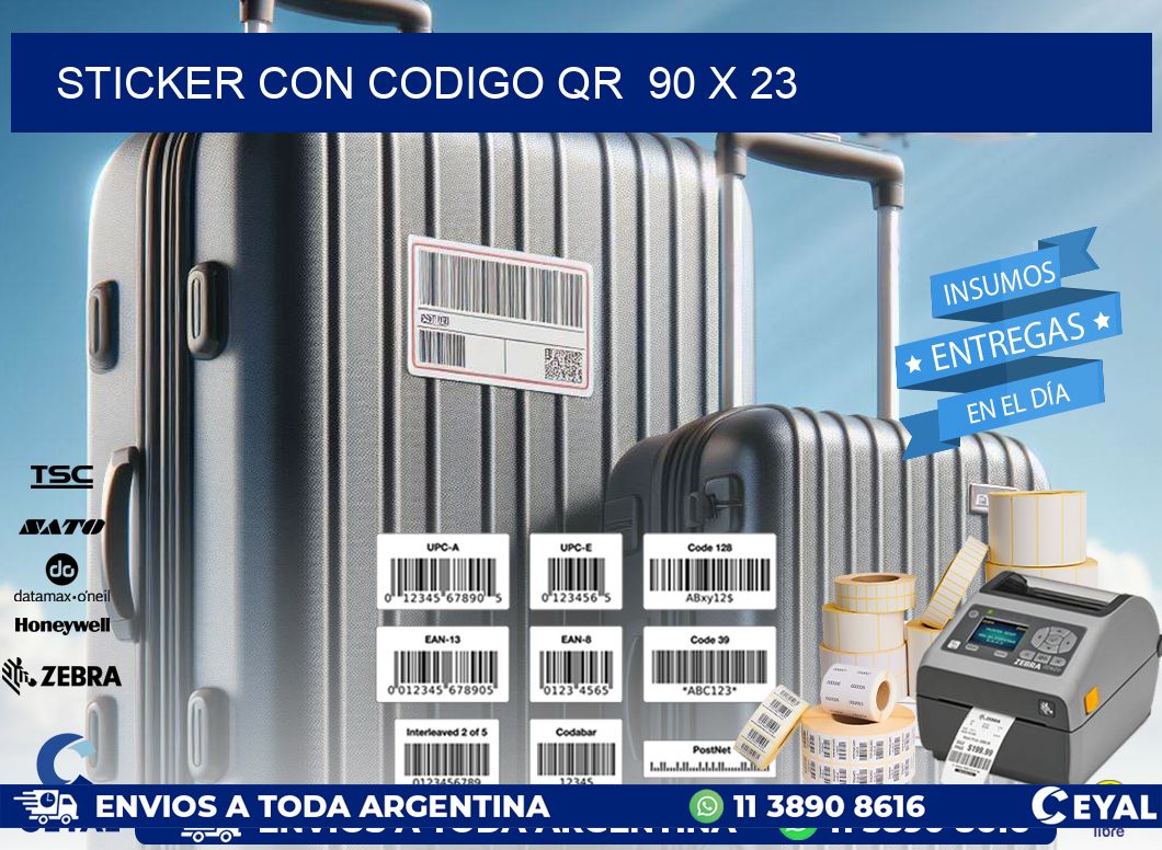 STICKER CON CODIGO QR  90 x 23