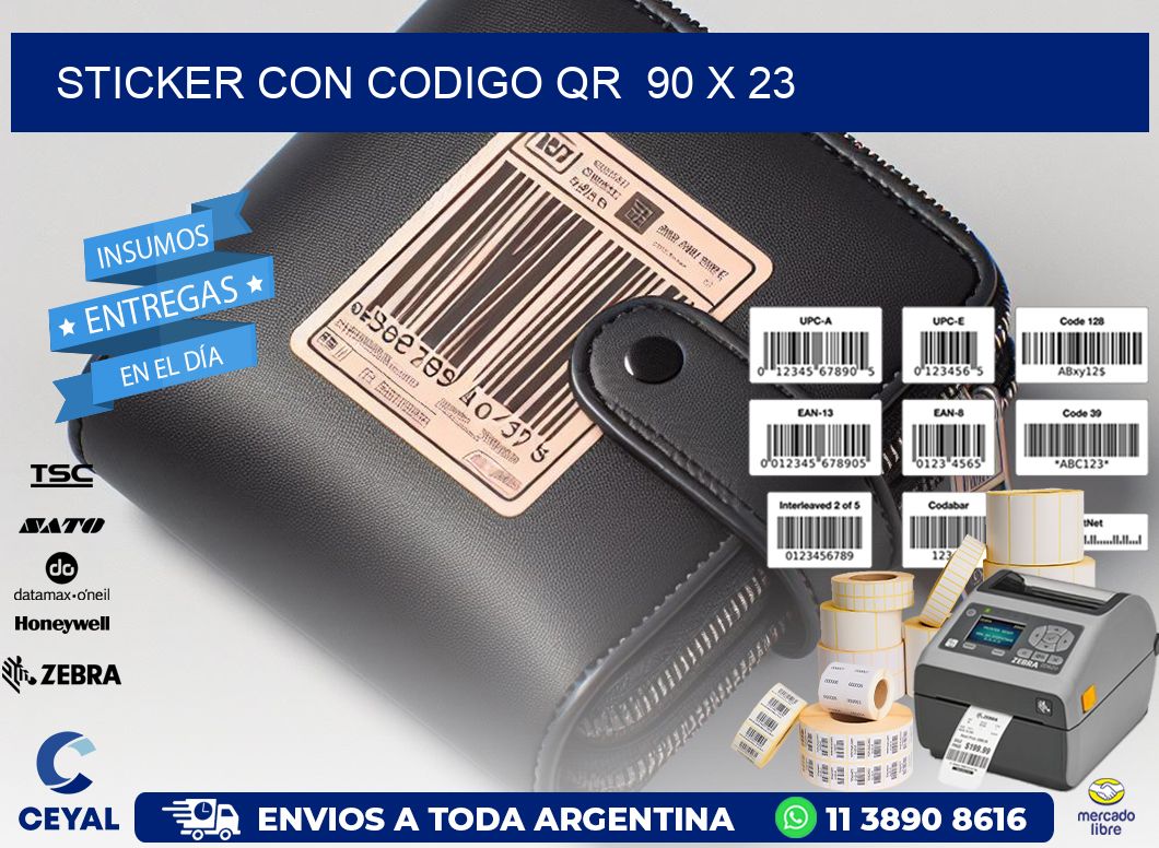 STICKER CON CODIGO QR  90 x 23