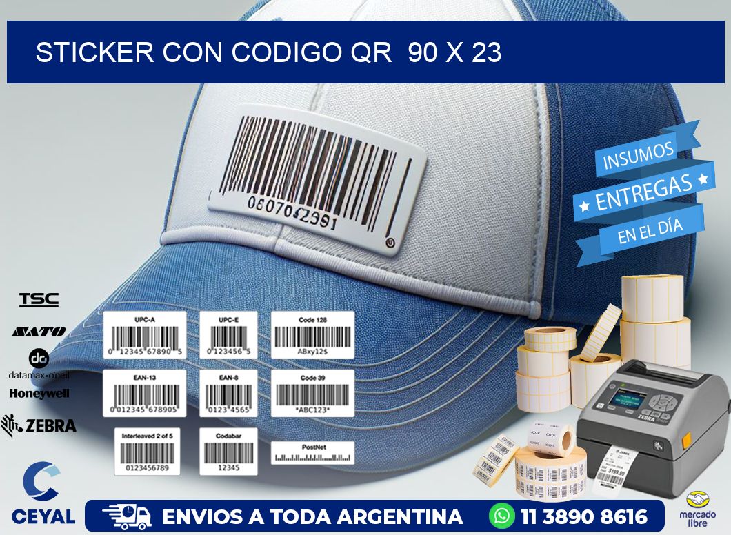 STICKER CON CODIGO QR  90 x 23