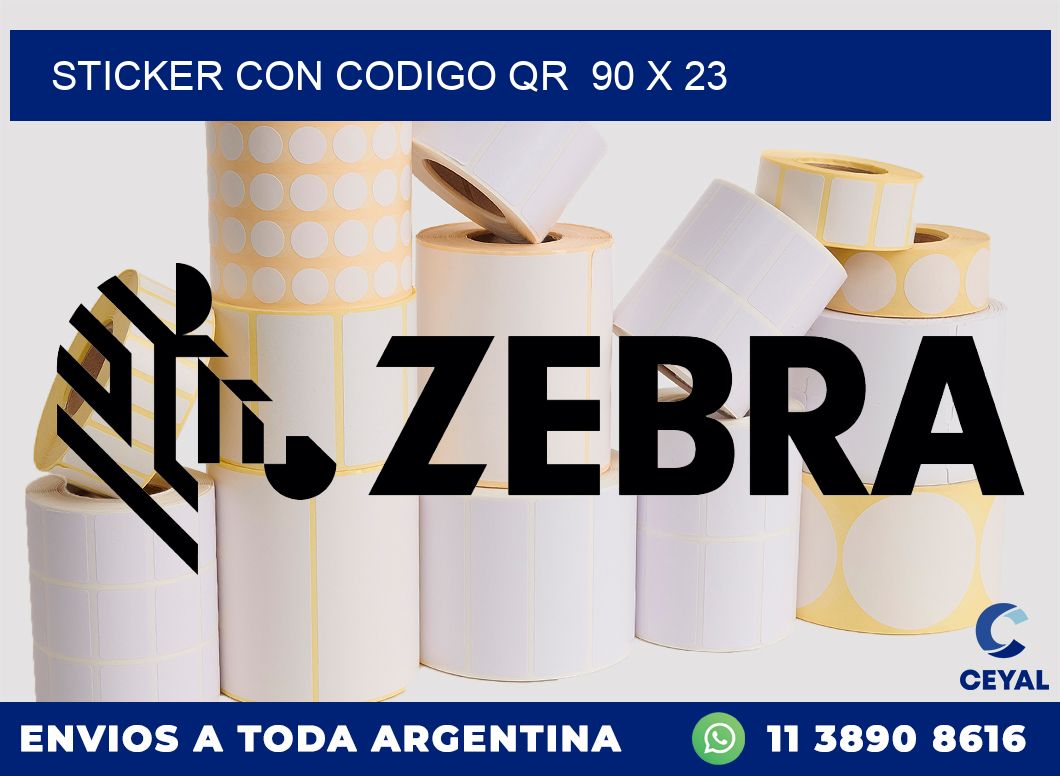 STICKER CON CODIGO QR  90 x 23