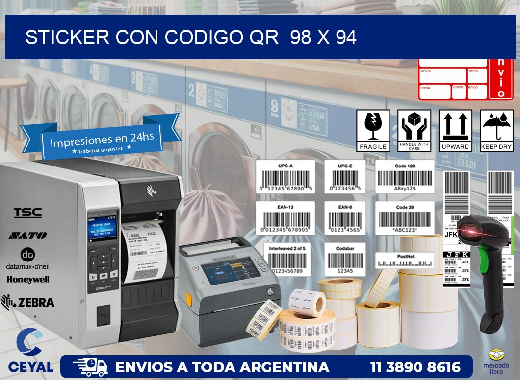 STICKER CON CODIGO QR  98 x 94