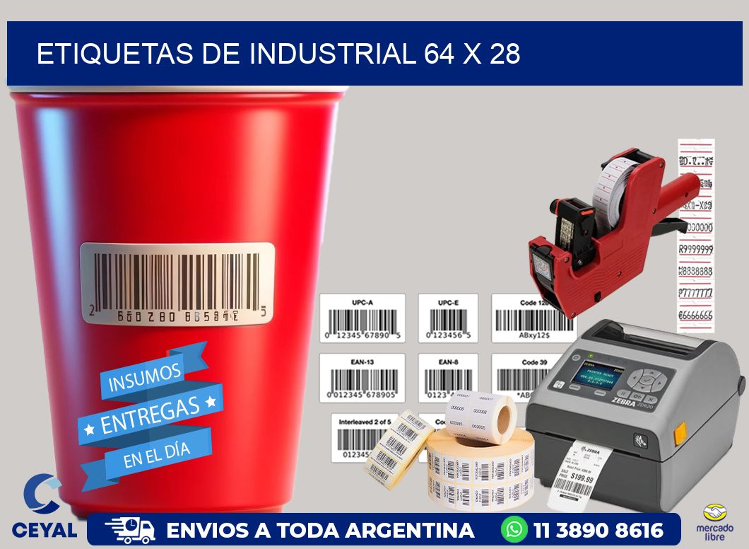 etiquetas de industrial 64 x 28