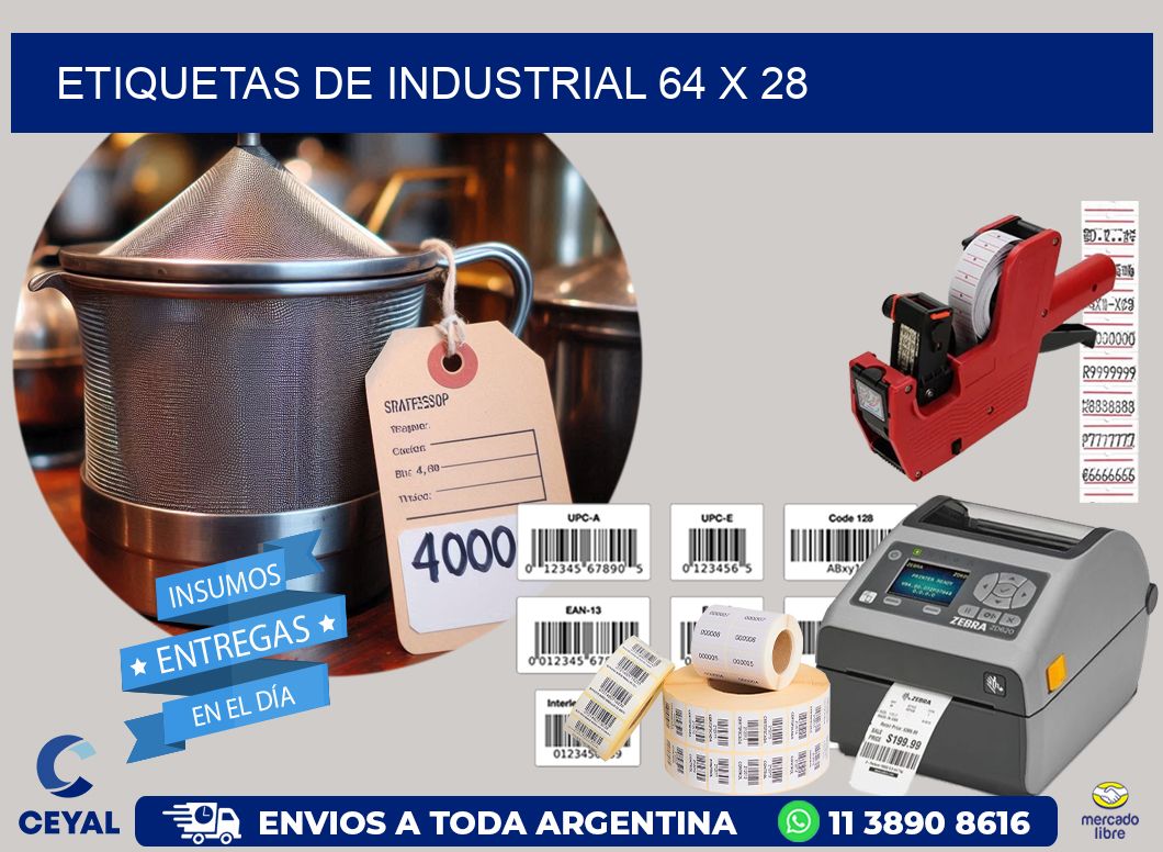 etiquetas de industrial 64 x 28