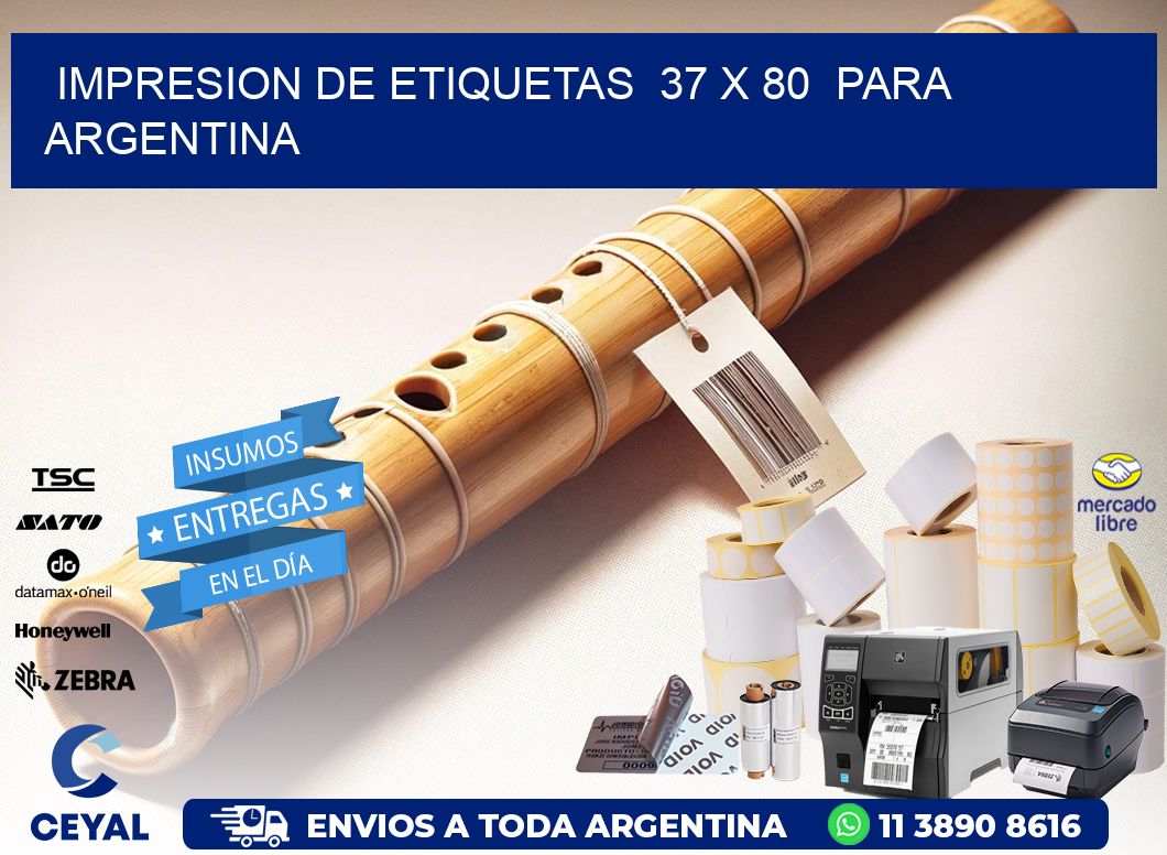 impresion de etiquetas  37 x 80  para argentina