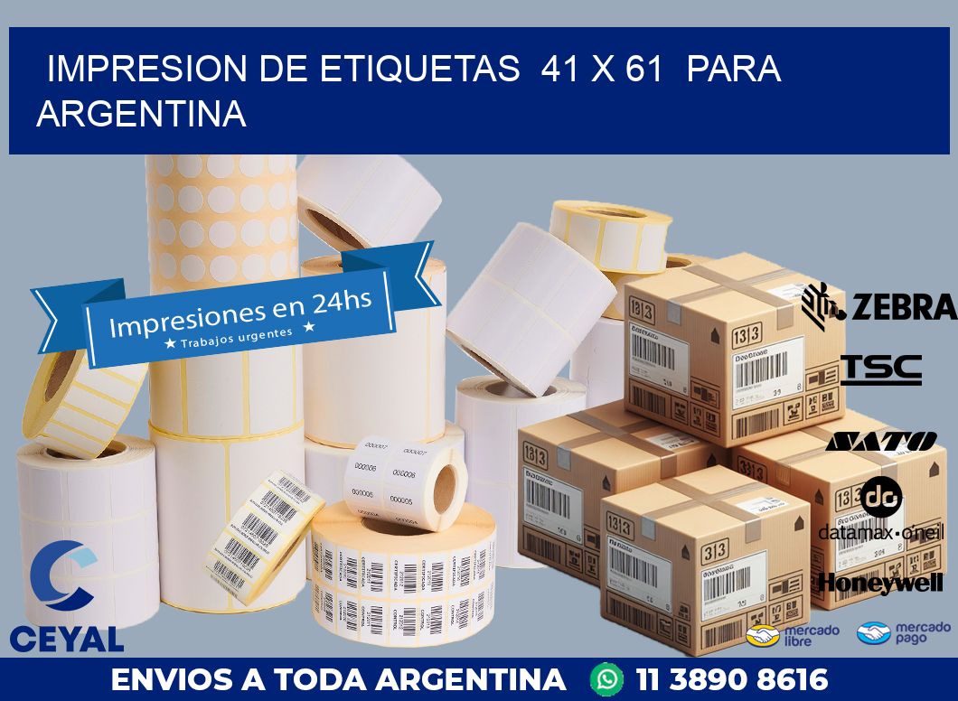 impresion de etiquetas  41 x 61  para argentina