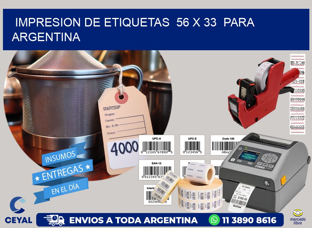 impresion de etiquetas  56 x 33  para argentina