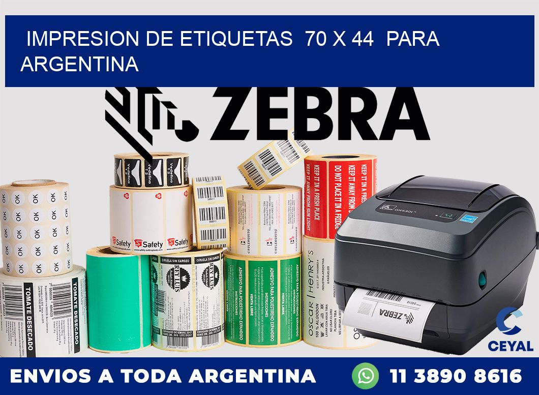 impresion de etiquetas  70 x 44  para argentina