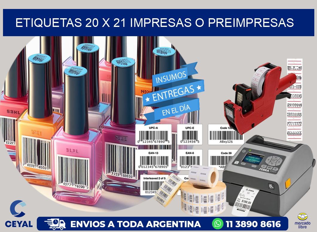 ETIQUETAS 20 x 21 IMPRESAS O PREIMPRESAS