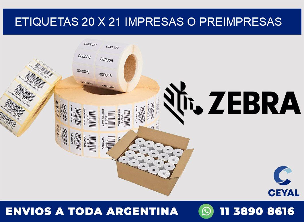 ETIQUETAS 20 x 21 IMPRESAS O PREIMPRESAS