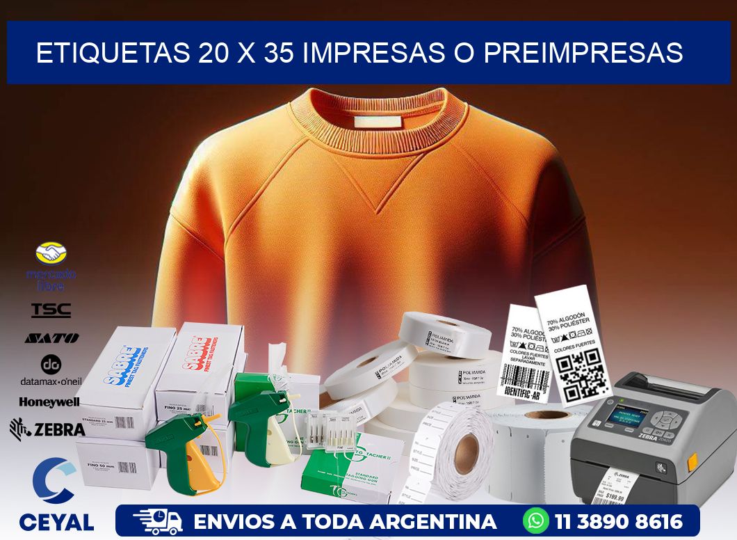 ETIQUETAS 20 x 35 IMPRESAS O PREIMPRESAS