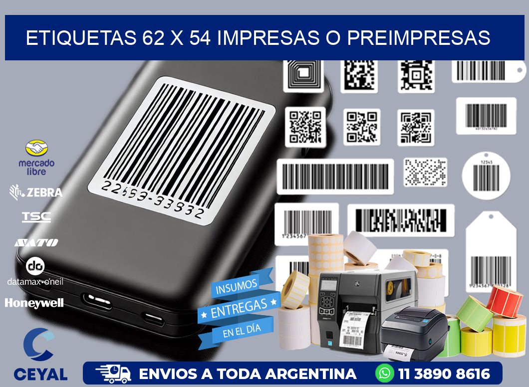 ETIQUETAS 62 x 54 IMPRESAS O PREIMPRESAS