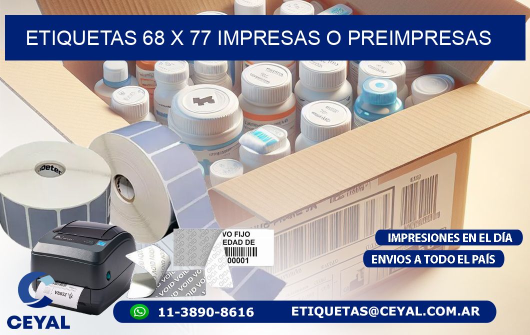 ETIQUETAS 68 x 77 IMPRESAS O PREIMPRESAS