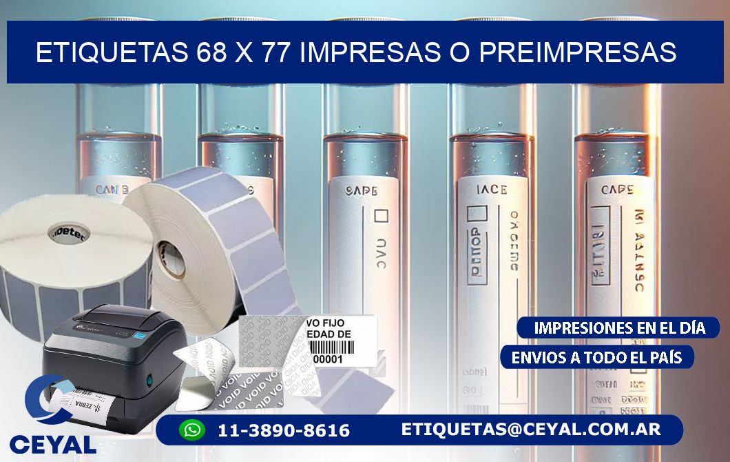 ETIQUETAS 68 x 77 IMPRESAS O PREIMPRESAS