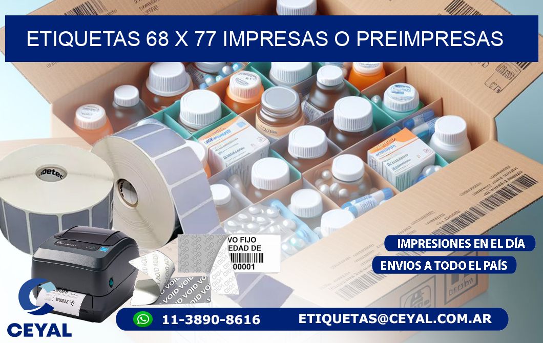 ETIQUETAS 68 x 77 IMPRESAS O PREIMPRESAS