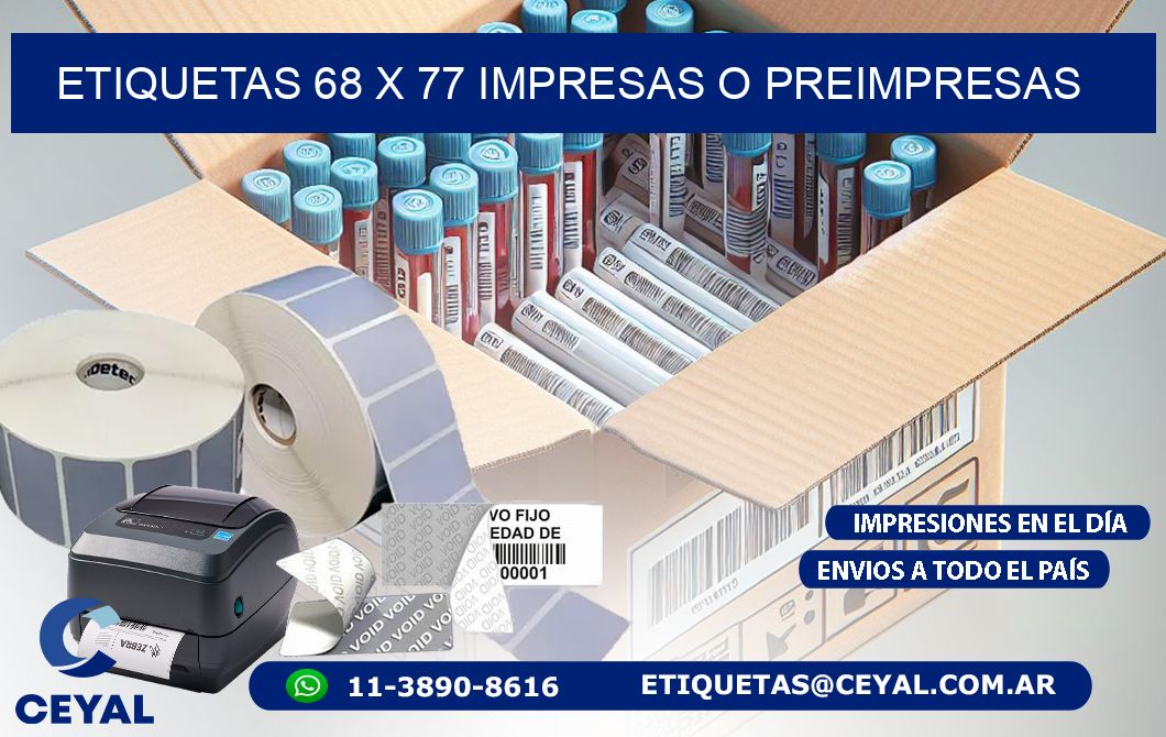 ETIQUETAS 68 x 77 IMPRESAS O PREIMPRESAS