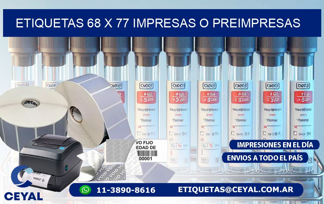 ETIQUETAS 68 x 77 IMPRESAS O PREIMPRESAS