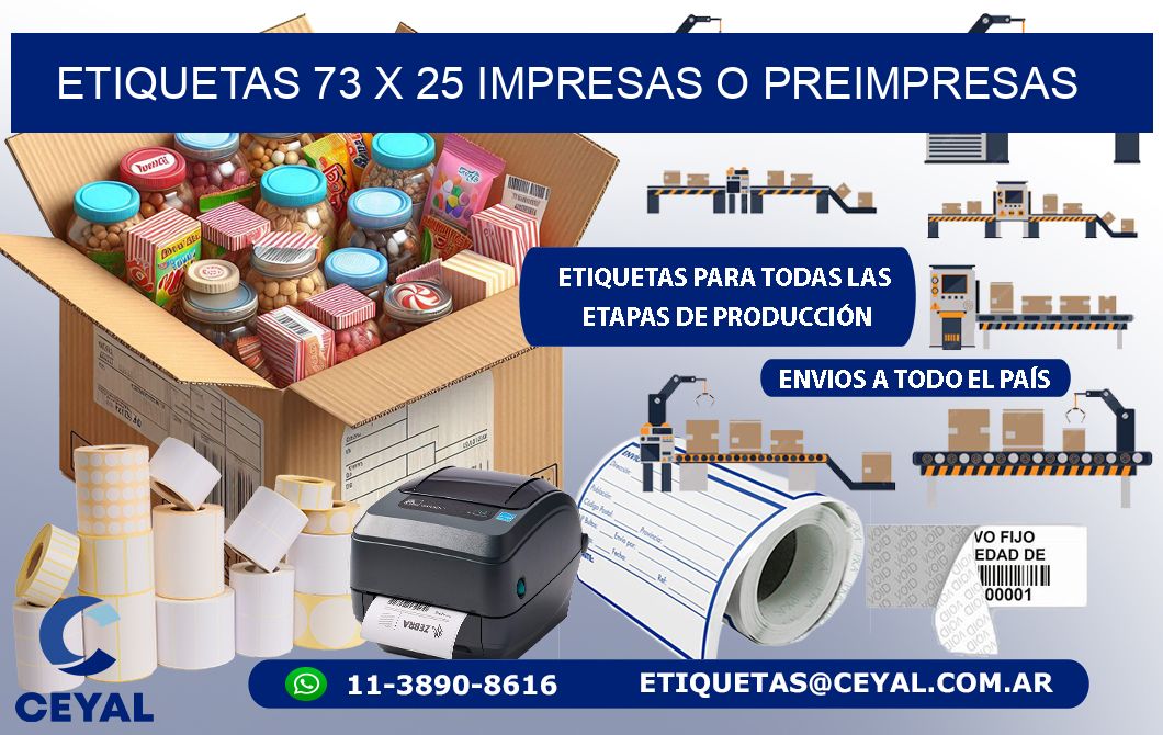 ETIQUETAS 73 x 25 IMPRESAS O PREIMPRESAS