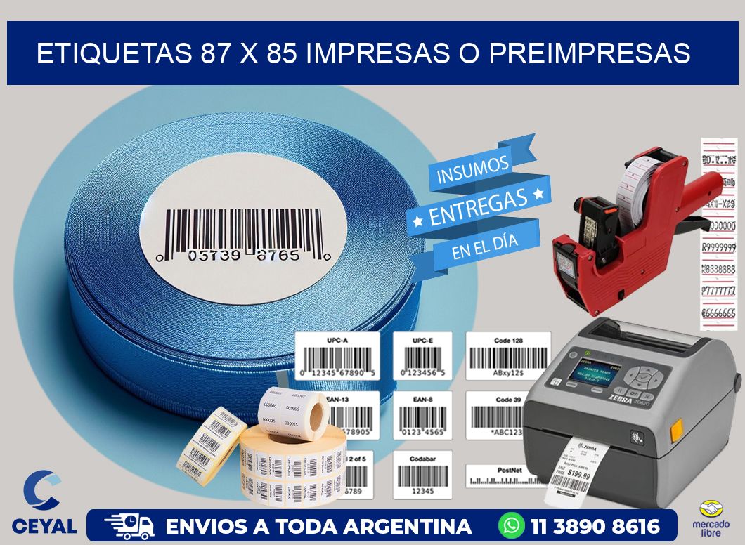 ETIQUETAS 87 x 85 IMPRESAS O PREIMPRESAS