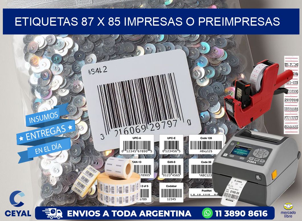 ETIQUETAS 87 x 85 IMPRESAS O PREIMPRESAS