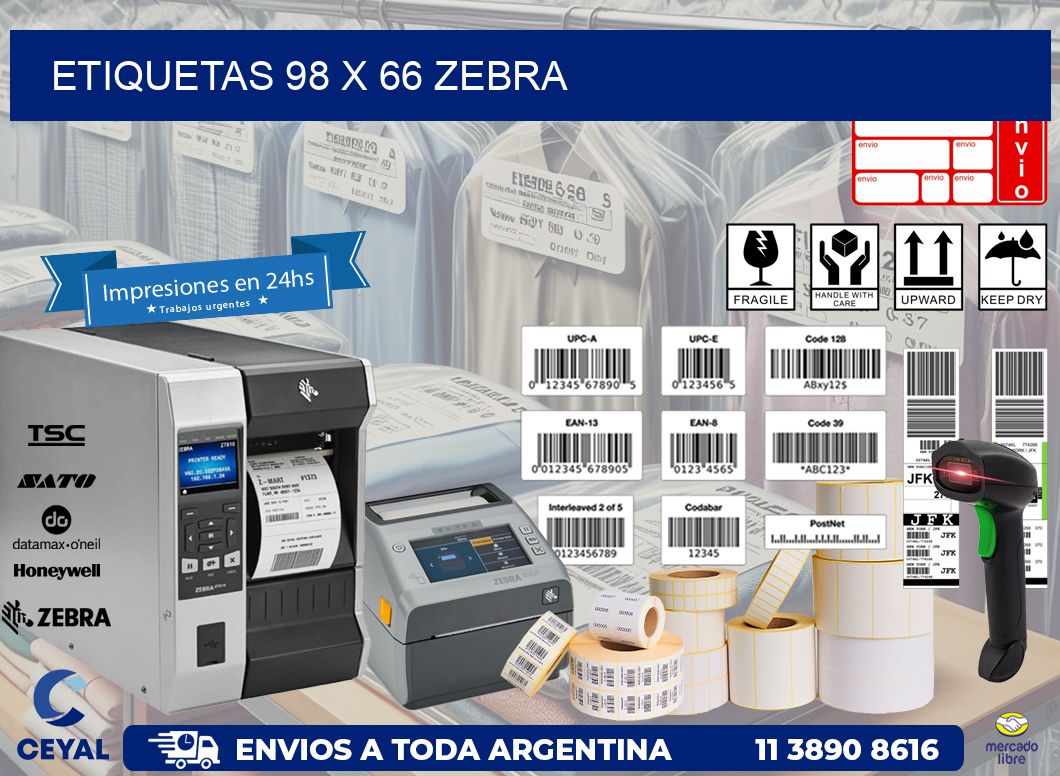 ETIQUETAS 98 x 66 ZEBRA