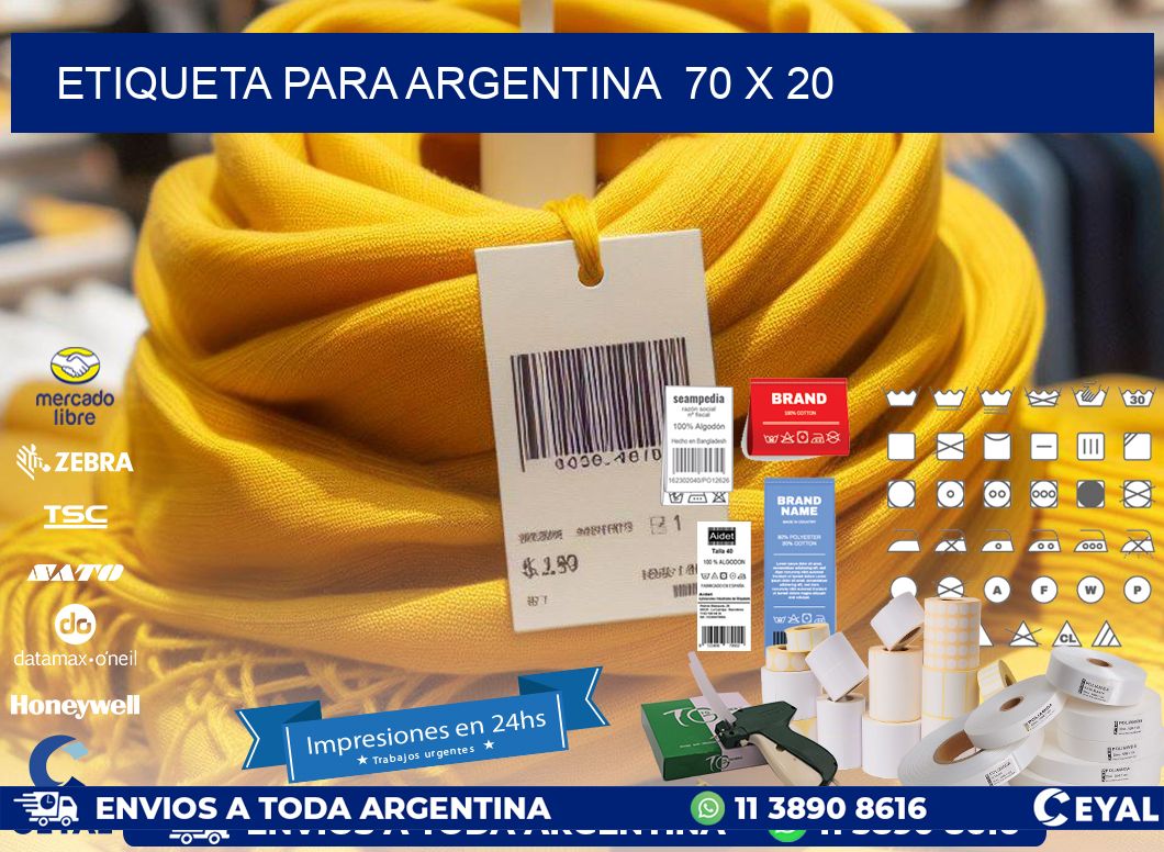 etiqueta para Argentina  70 x 20