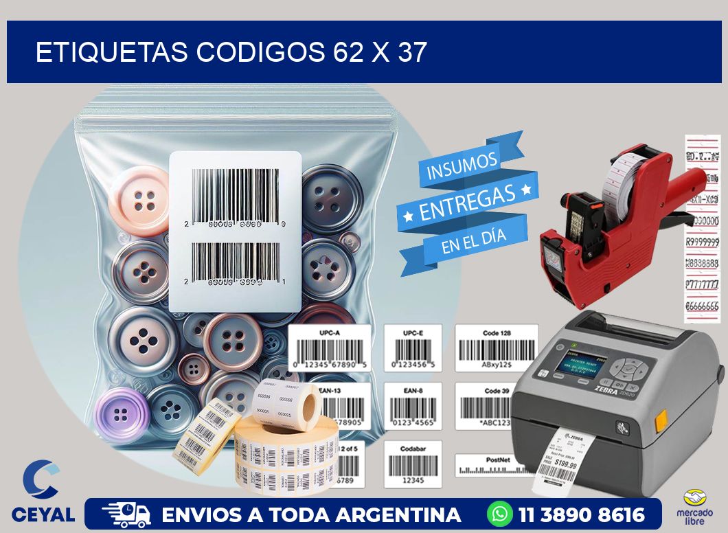 etiquetas codigos 62 x 37