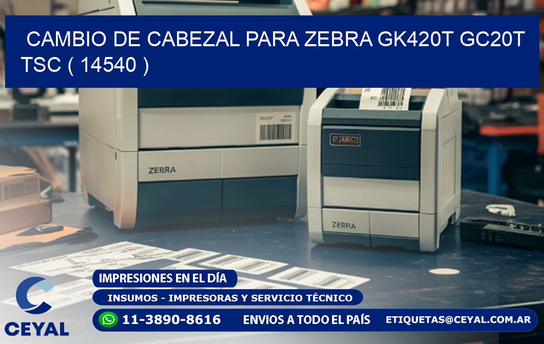 CAMBIO DE CABEZAL PARA ZEBRA GK420T GC20T TSC ( 14540 )