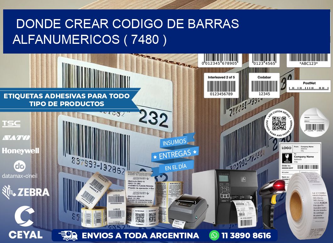 DONDE CREAR CODIGO DE BARRAS ALFANUMERICOS ( 7480 )