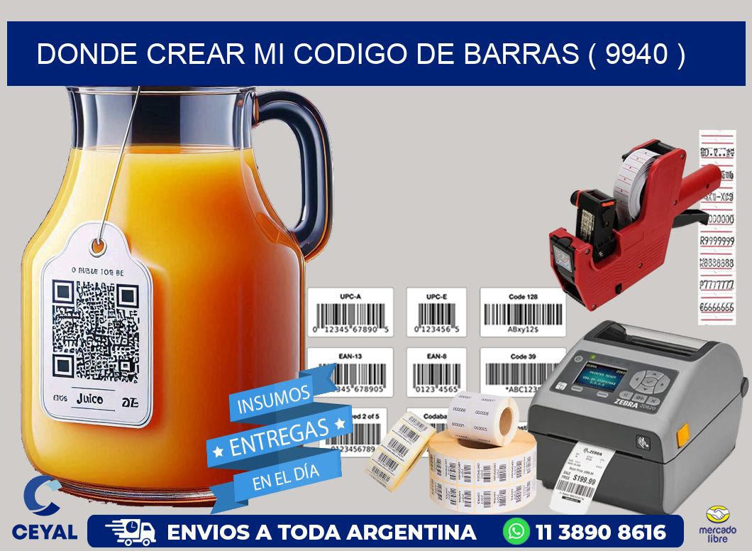 DONDE CREAR MI CODIGO DE BARRAS ( 9940 )