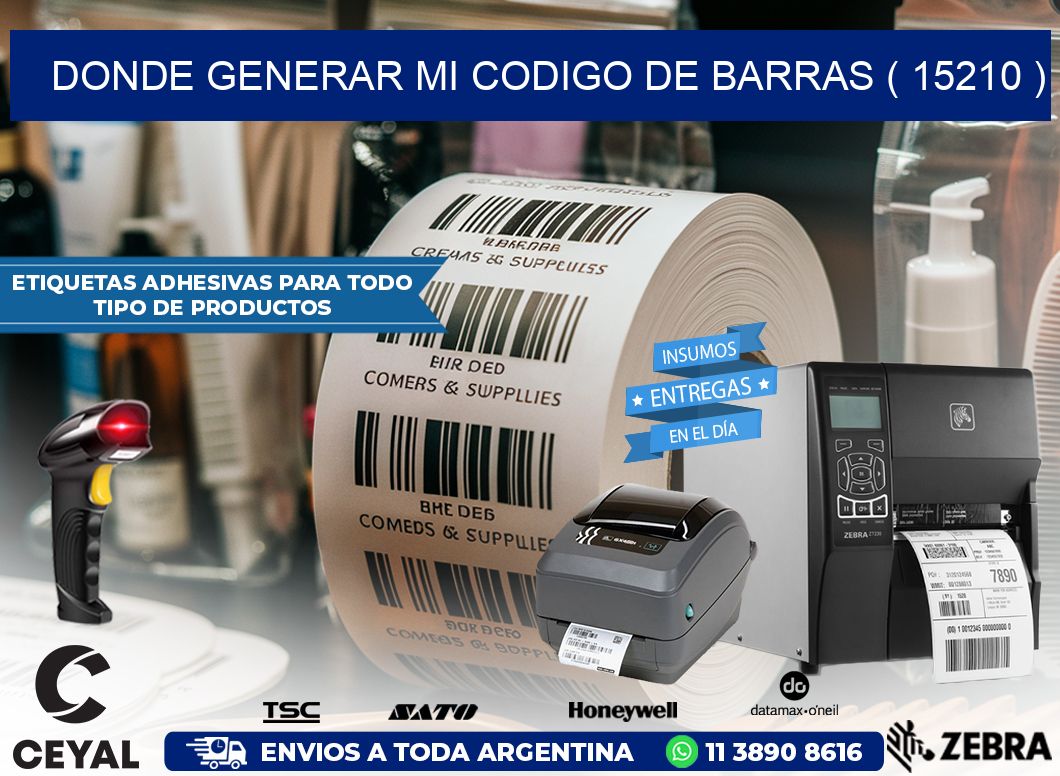 DONDE GENERAR MI CODIGO DE BARRAS ( 15210 )