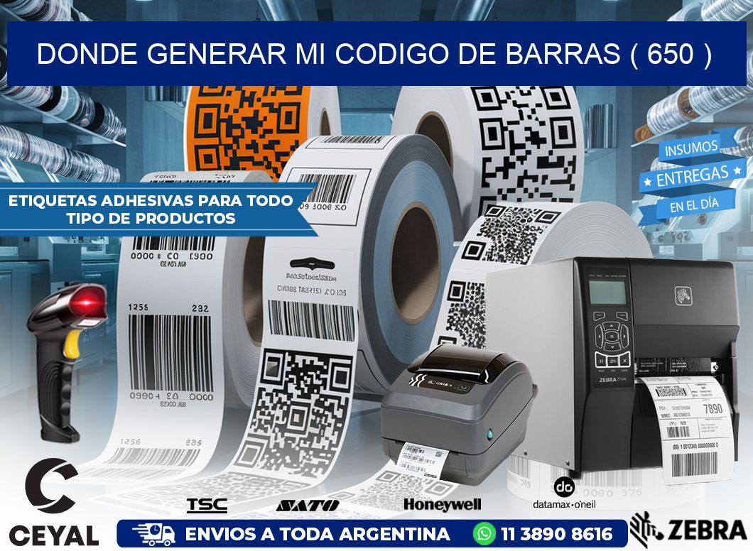 DONDE GENERAR MI CODIGO DE BARRAS ( 650 )