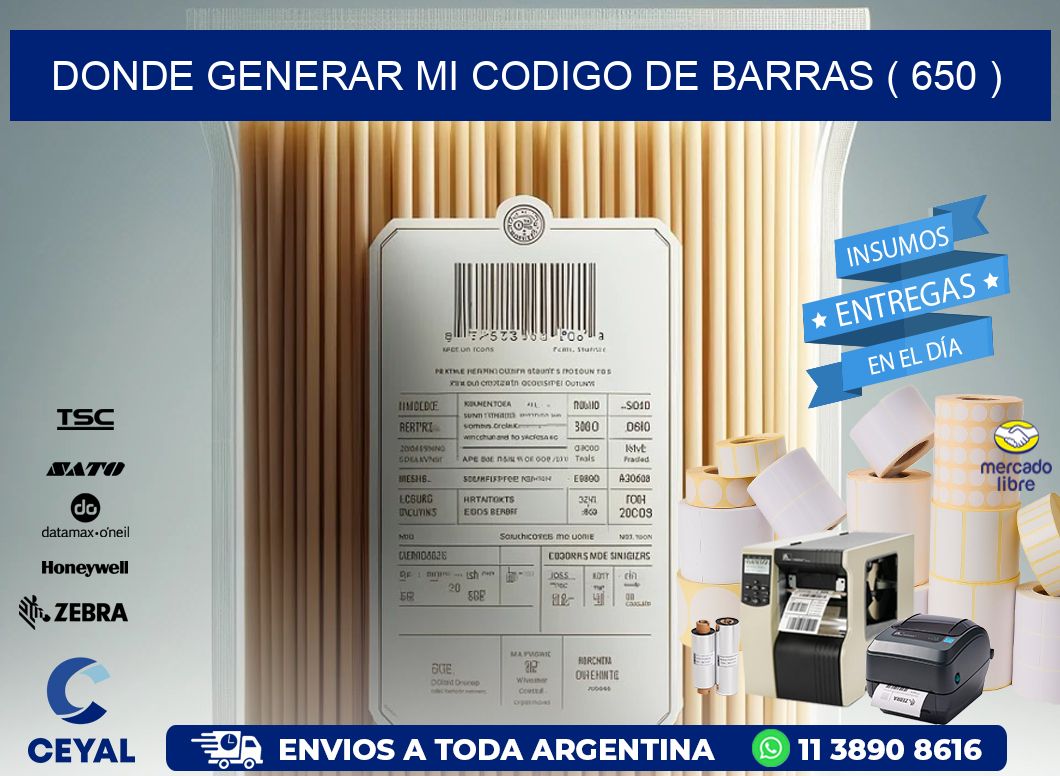 DONDE GENERAR MI CODIGO DE BARRAS ( 650 )