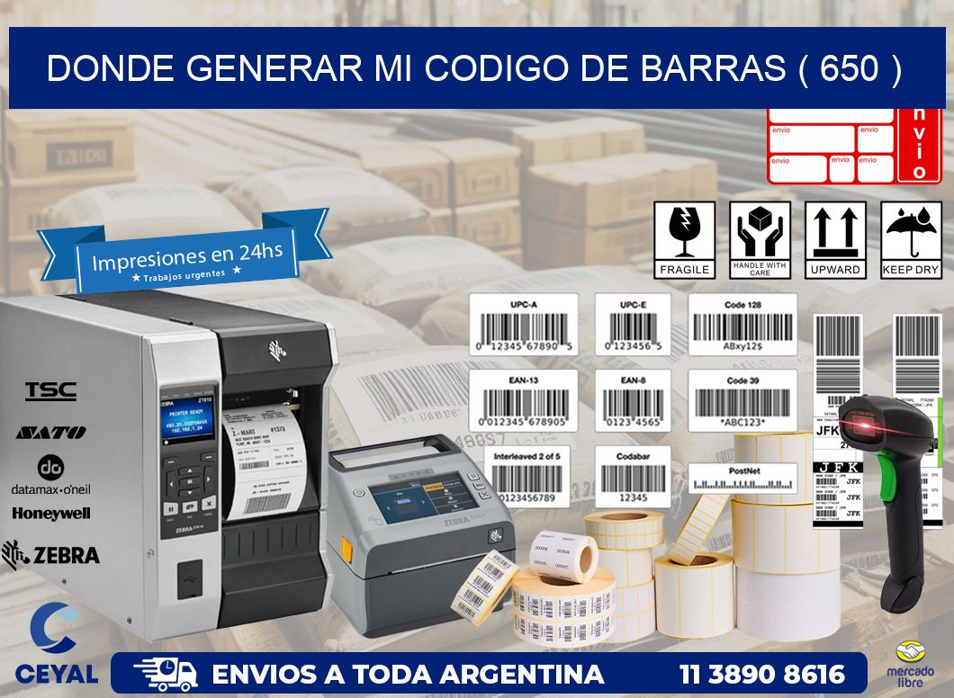 DONDE GENERAR MI CODIGO DE BARRAS ( 650 )