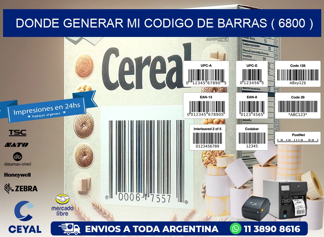 DONDE GENERAR MI CODIGO DE BARRAS ( 6800 )