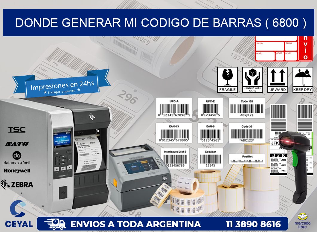 DONDE GENERAR MI CODIGO DE BARRAS ( 6800 )