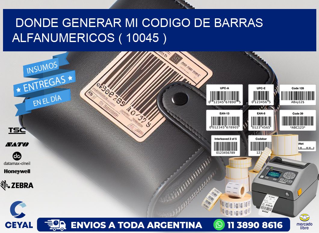 DONDE GENERAR MI CODIGO DE BARRAS ALFANUMERICOS ( 10045 )