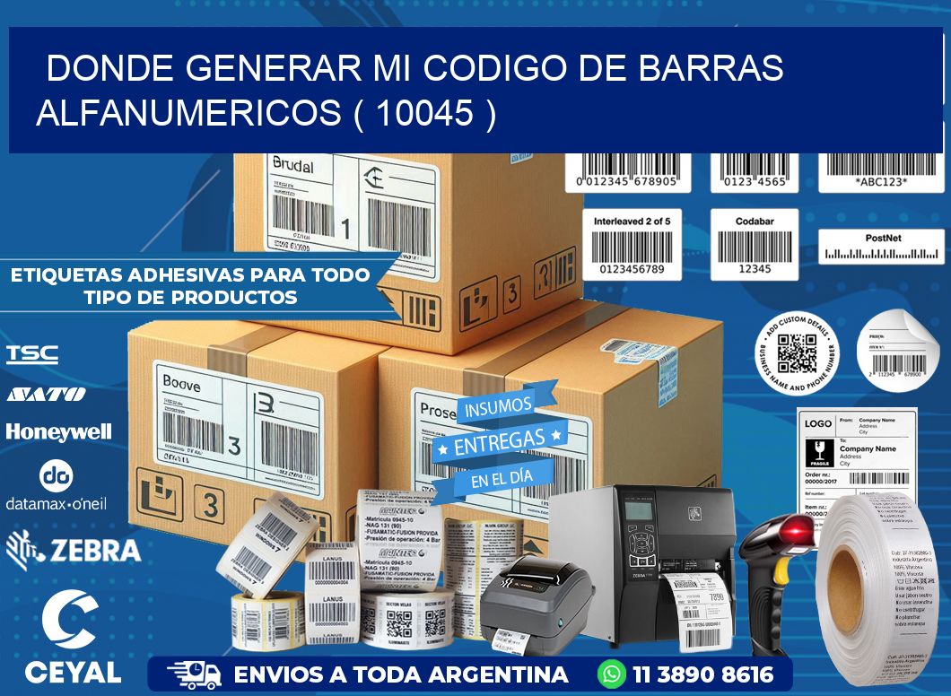 DONDE GENERAR MI CODIGO DE BARRAS ALFANUMERICOS ( 10045 )