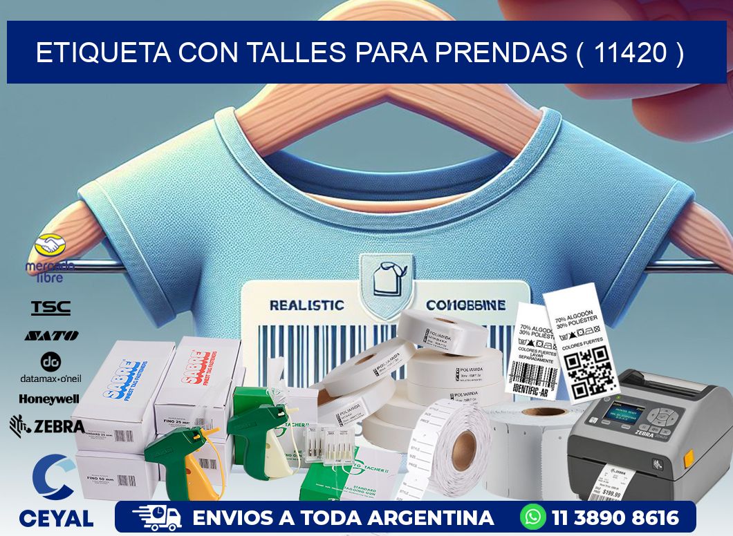 ETIQUETA CON TALLES PARA PRENDAS ( 11420 )