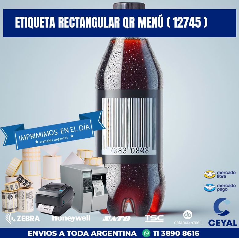 ETIQUETA RECTANGULAR QR MENÚ ( 12745 )