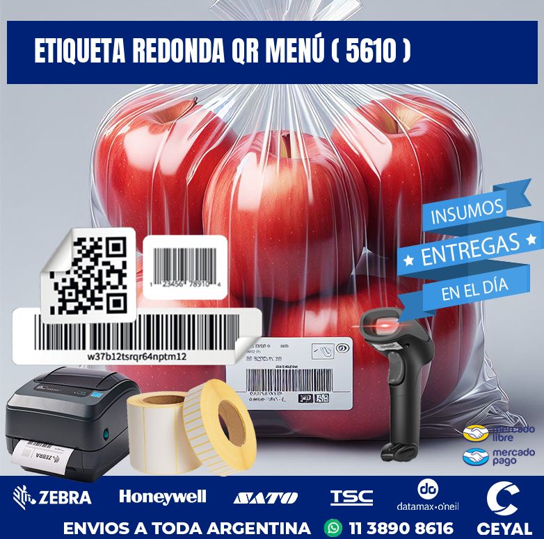 ETIQUETA REDONDA QR MENÚ ( 5610 )