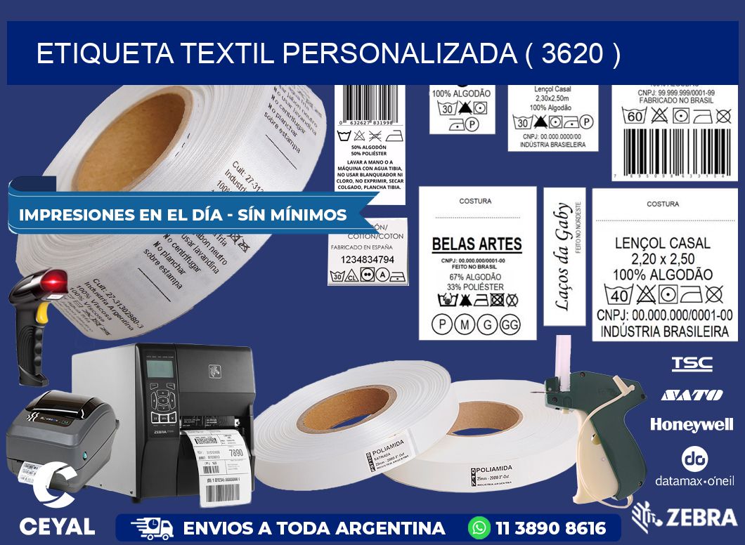 ETIQUETA TEXTIL PERSONALIZADA ( 3620 )