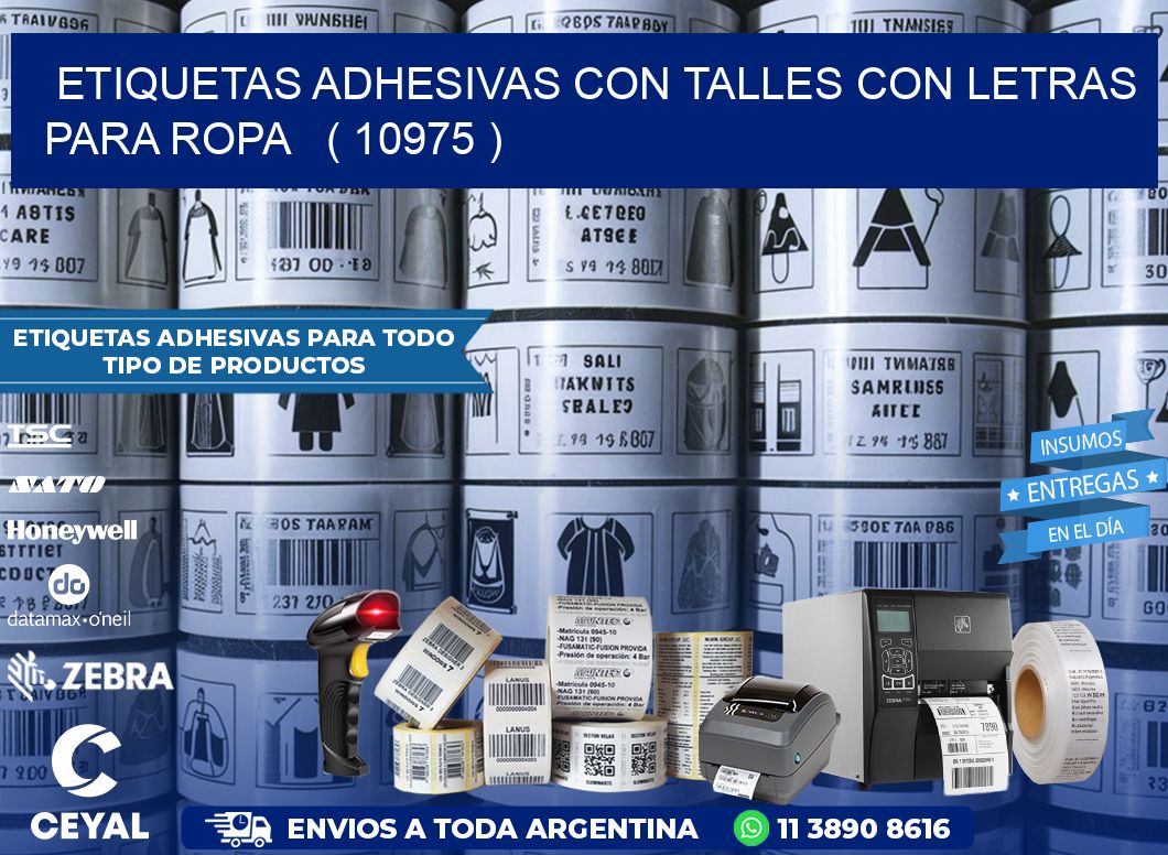 ETIQUETAS ADHESIVAS CON TALLES CON LETRAS PARA ROPA   ( 10975 )