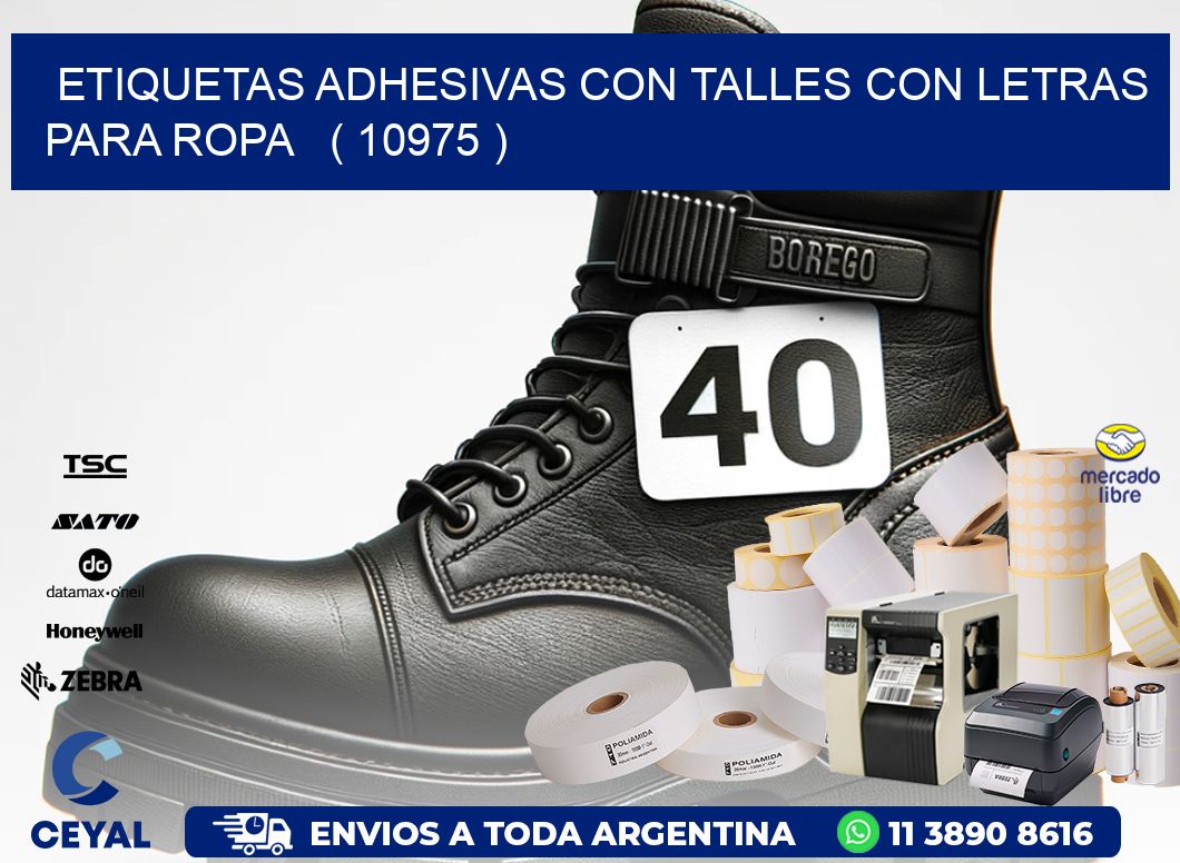 ETIQUETAS ADHESIVAS CON TALLES CON LETRAS PARA ROPA   ( 10975 )