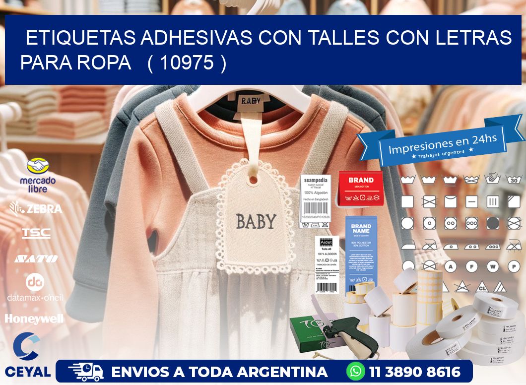 ETIQUETAS ADHESIVAS CON TALLES CON LETRAS PARA ROPA   ( 10975 )