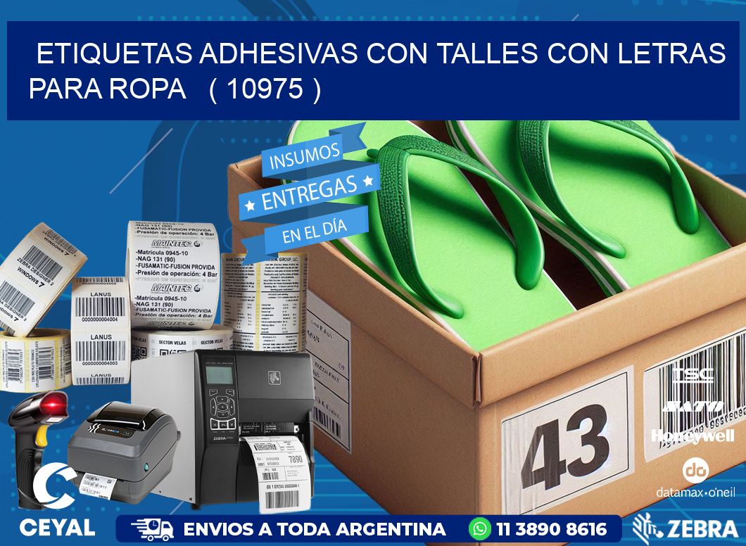 ETIQUETAS ADHESIVAS CON TALLES CON LETRAS PARA ROPA   ( 10975 )