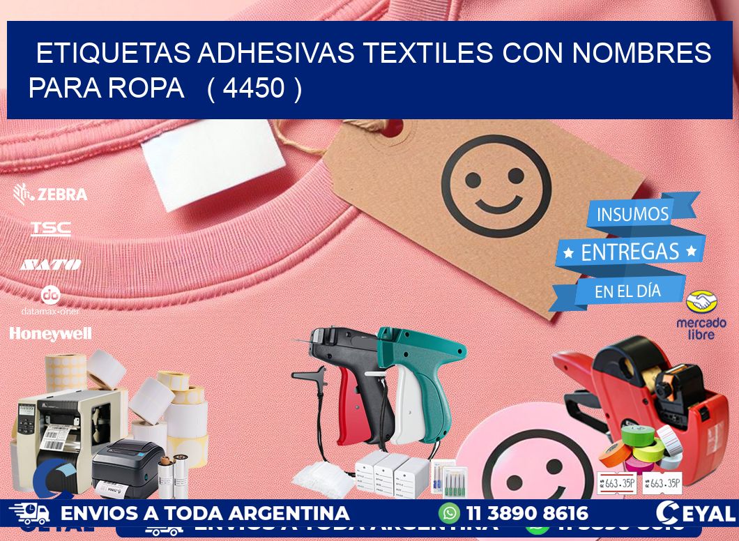 ETIQUETAS ADHESIVAS TEXTILES CON NOMBRES PARA ROPA   ( 4450 )