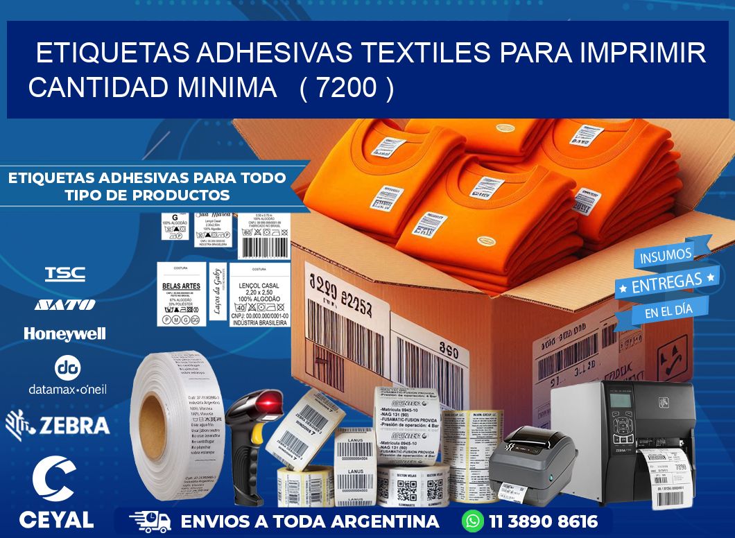 ETIQUETAS ADHESIVAS TEXTILES PARA IMPRIMIR CANTIDAD MINIMA   ( 7200 )